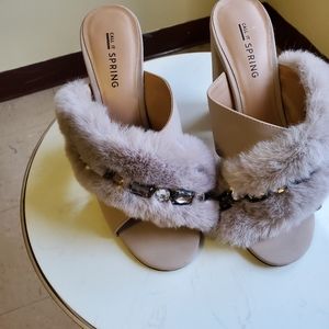 Beautiful faux fur high heels